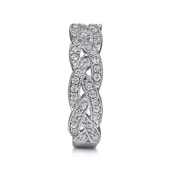 Gabriel & Co. Braided Diamond Stackable Ring in 14K White Gold