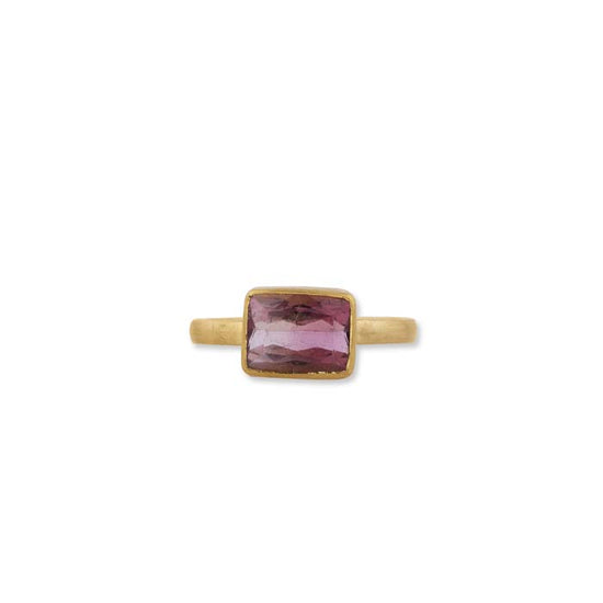 Lika Behar Pink Tourmaline Limited Edition “LOVE” Stacking Ring in 22K Yellow Gold