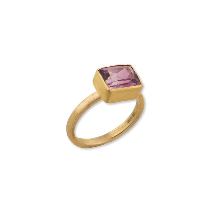 Lika Behar Pink Tourmaline Limited Edition “LOVE” Stacking Ring in 22K Yellow Gold