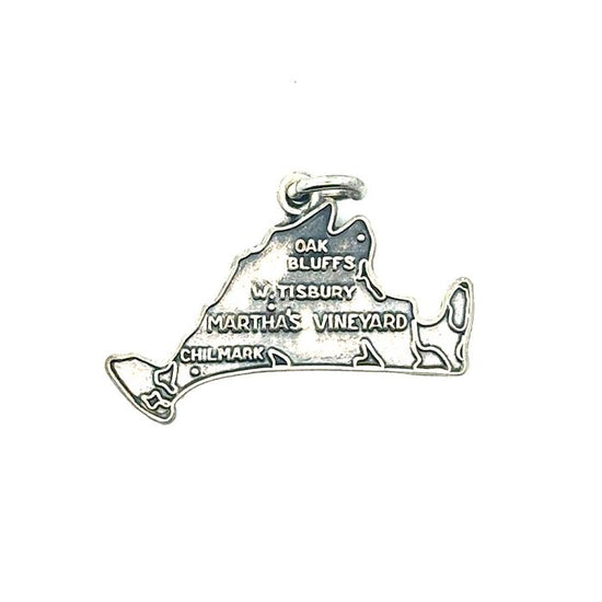 Estate Martha's Vineyard Map Charm in Sterling Silver