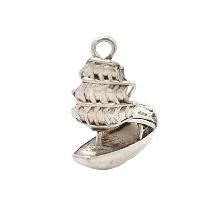 Estate Asian Sailboat Charm in Sterling Silver