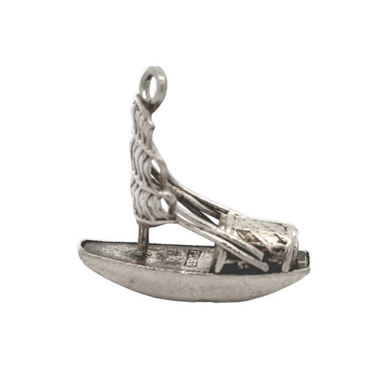 Estate Asian Sailboat Charm in Sterling Silver