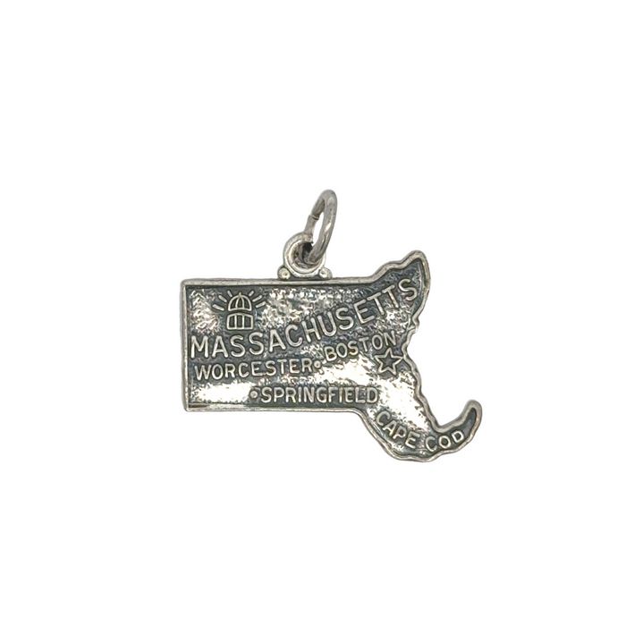 Estate Massachusetts Map Charm in Sterling Silver