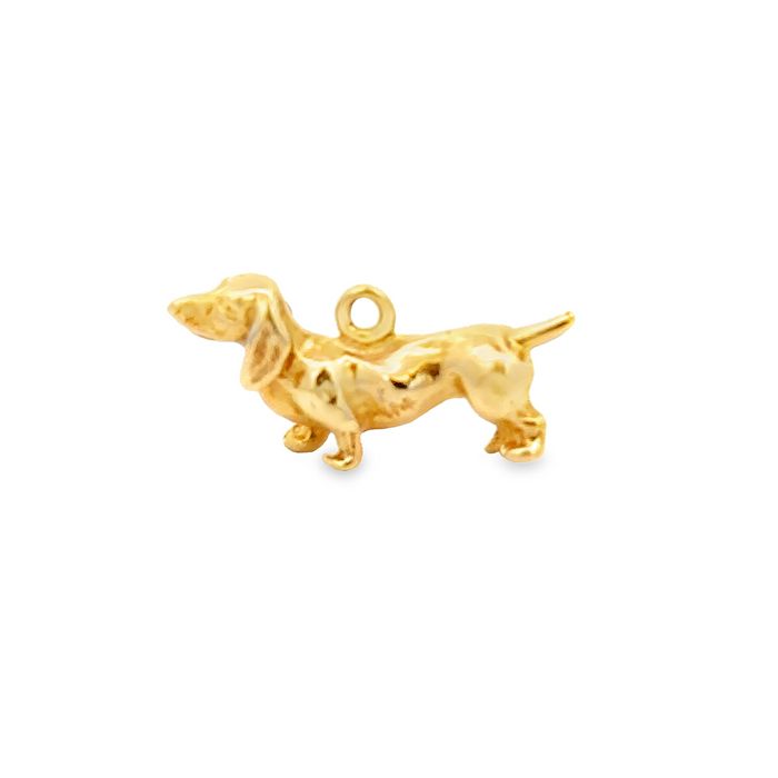 Estate Dachshund Charm in 14K Yellow Gold