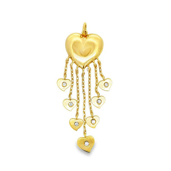 Estate Heart with Tapered Diamond Fringe in 18K Yellow Gold