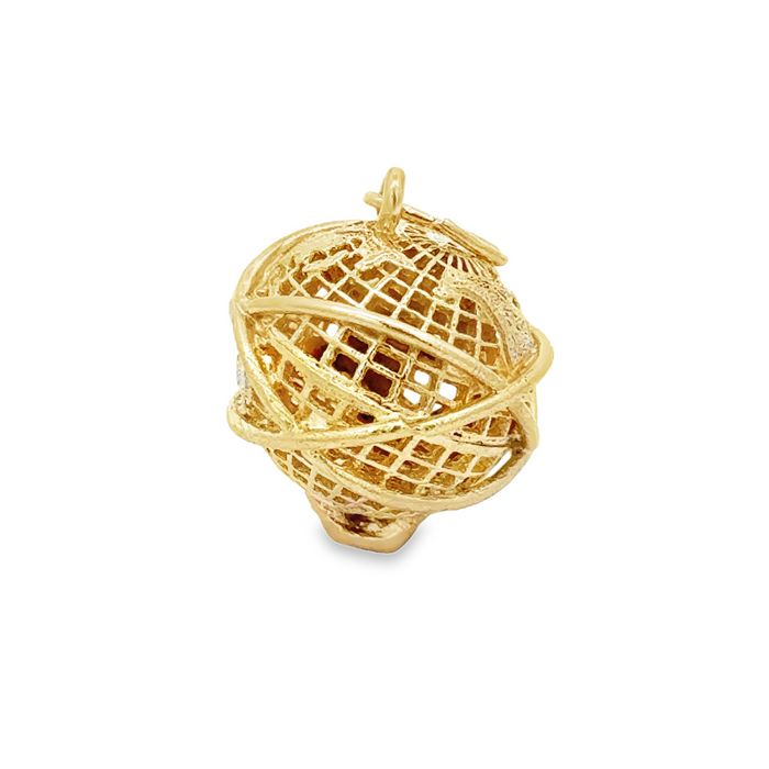 Estate Globe Charm in 14K Yellow Gold