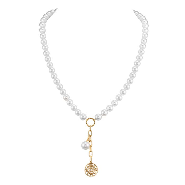 Mastoloni Pearl Charm Necklace in 14K Yellow Gold