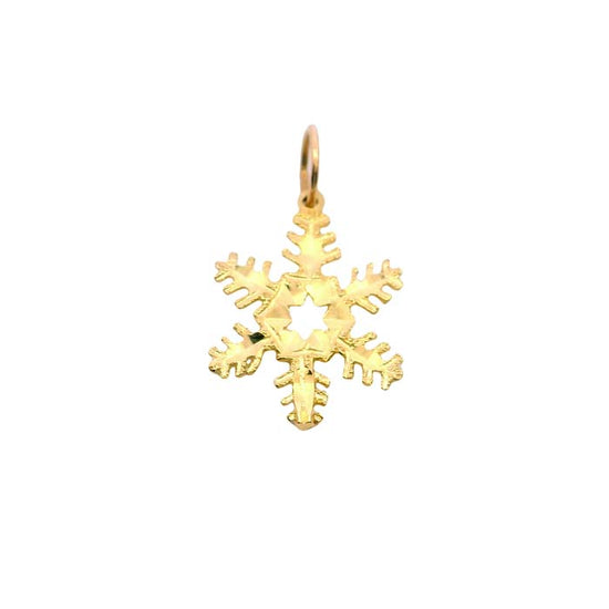 Estate Snowflake Charm/Pendant in 14K Yellow Gold