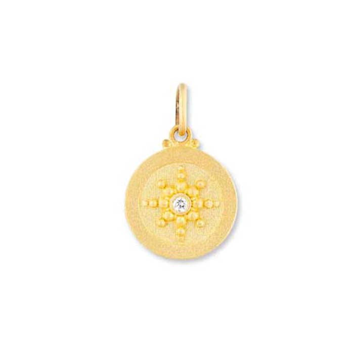 Lika Behar Medallion Compass Small Pendant Necklace in 22K Yellow Gold and Sterling Silver