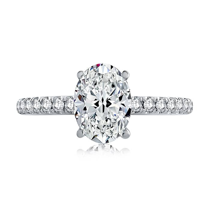 A. Jaffe Oval Center Engagement Ring Semi-Mounting in 14K White Gold