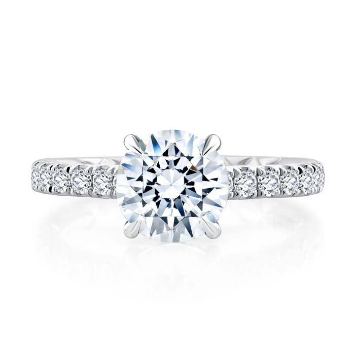 A. Jaffe Hidden Halo Diamond Engagement Ring Semi-Mounting in 14K White Gold