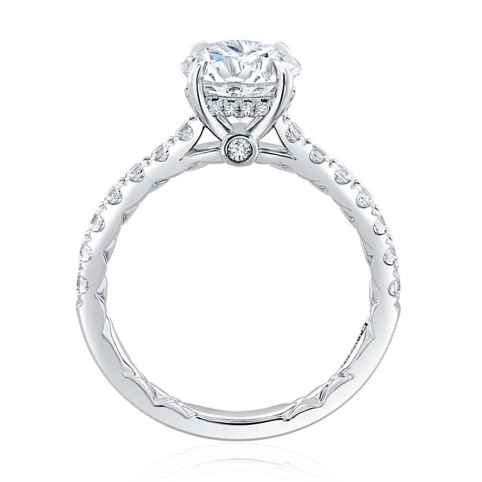 A. Jaffe Hidden Halo Diamond Engagement Ring Semi-Mounting in 14K White Gold