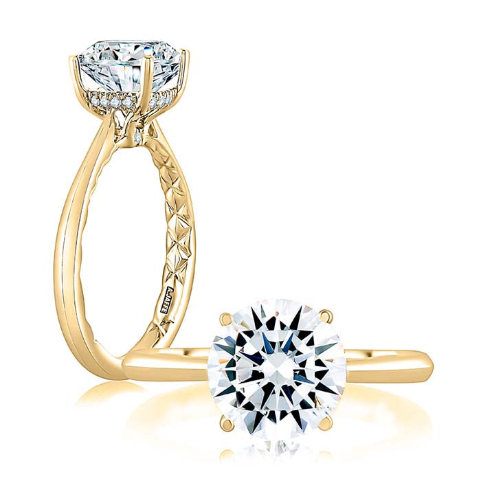 A.Jaffe Diamond Accented Solitaire Engagement Ring Semi-Mounting in 14K Yellow Gold