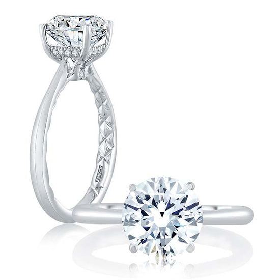 A.Jaffe Diamond Accented Solitaire Engagement Ring Semi-Mounting in 14K White Gold