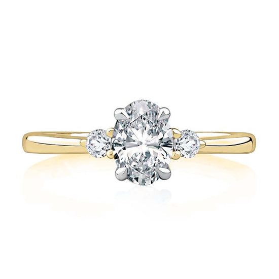 A. Jaffe 3-Stone Oval Engagement Ring Semi-Mounting in 14K Yellow Gold