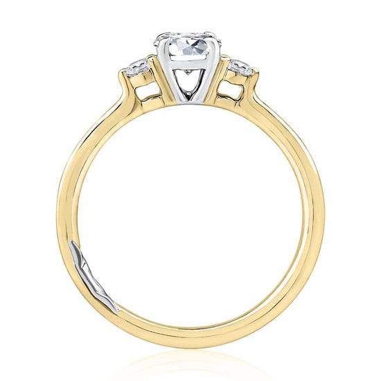 A. Jaffe 3-Stone Oval Engagement Ring Semi-Mounting in 14K Yellow Gold