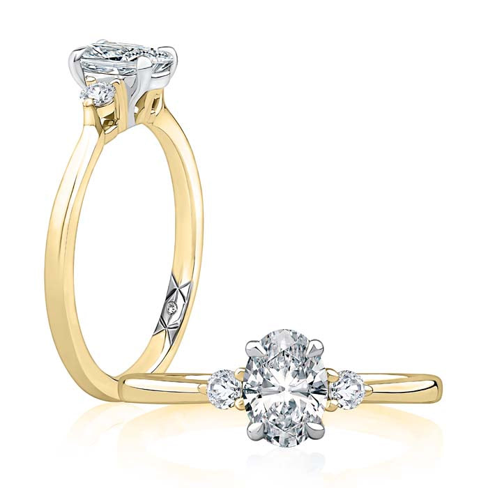 A. Jaffe 3-Stone Oval Engagement Ring Semi-Mounting in 14K Yellow Gold