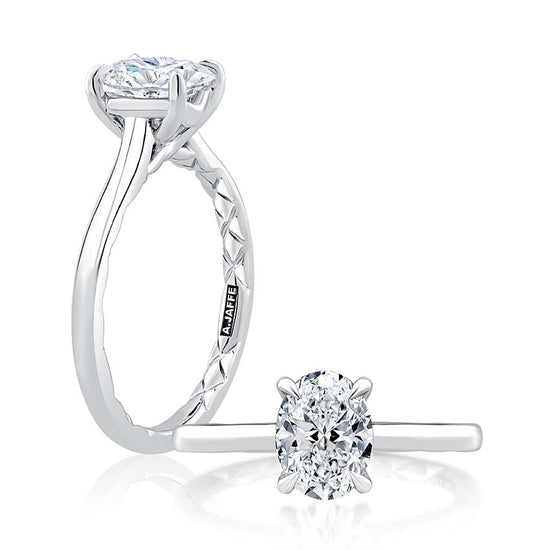 A. Jaffe Oval Solitaire Engagement Ring Semi-Mounting in 14K White Gold