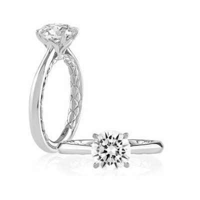 A. Jaffe Cathedral Solitaire Engagement Ring Mounting in 14K White Gold