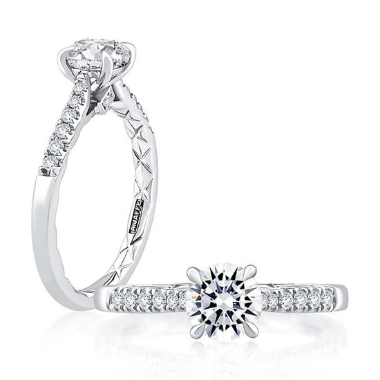 A. Jaffe Tapered Pavé Engagement Ring Semi-Mounting in 14K White Gold