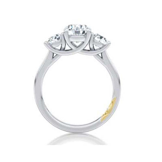 A. Jaffe 3 Stone Engagement Ring Semi-Mounting in 14K White and Yellow Gold