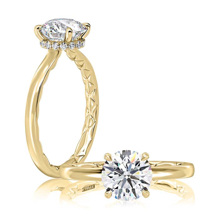 A. Jaffe Embellished Solitaire Engagement Ring Semi-Mounting in 14K Yellow Gold