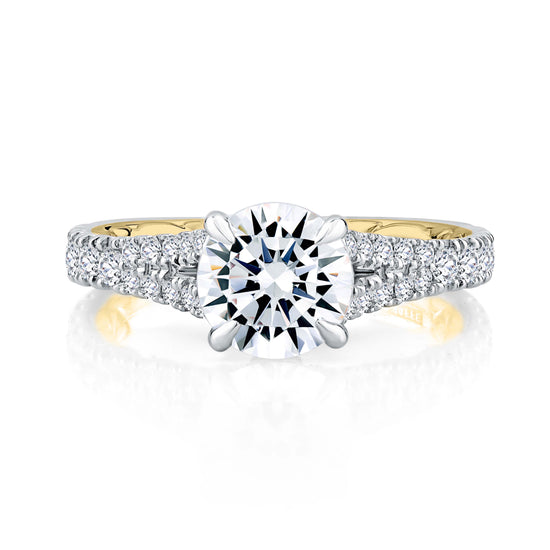 A. Jaffe Regal Split Signature Engagement Ring Semi-Mounting in 14K White and Yellow Gold