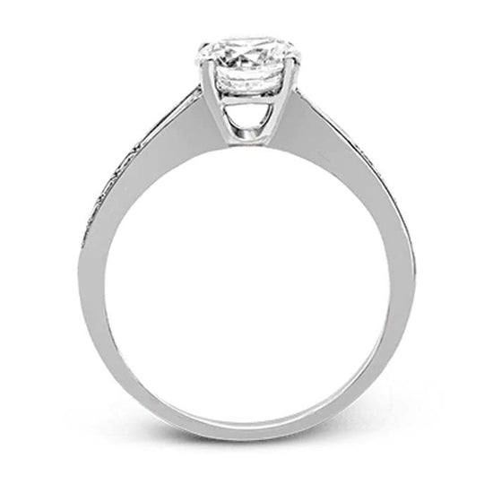 Simon G. Tapered Baguette Engagement Ring Semi-Mounting in 18K White Gold