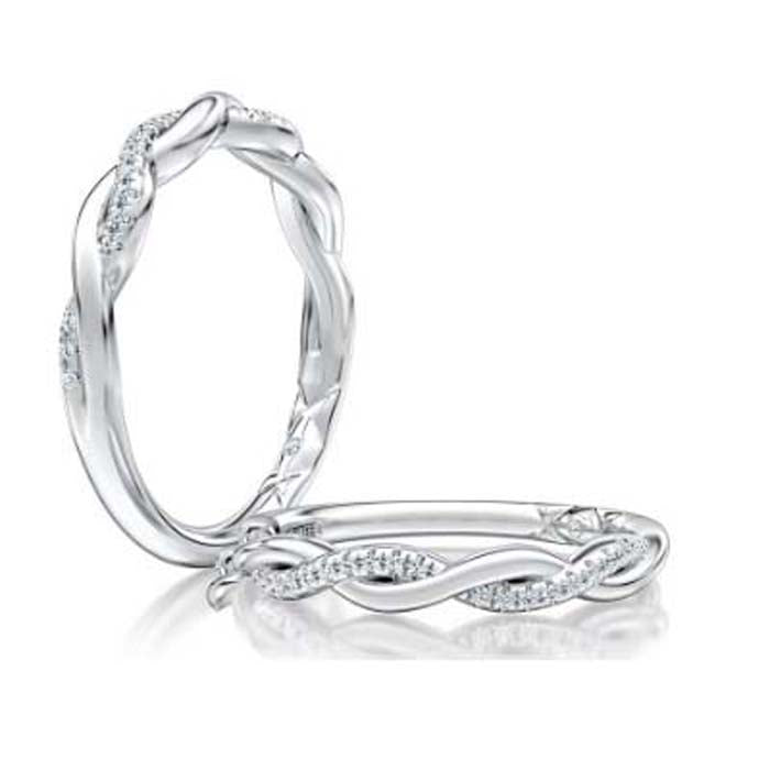 A. Jaffe Twist Design Diamond Wedding Band in 14K White Gold