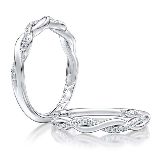 A. Jaffe Twist Diamond Wedding Band in 14K White Gold