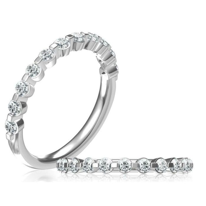 A. Jaffe Single Shared Prong Wedding Band in 14K White Gold