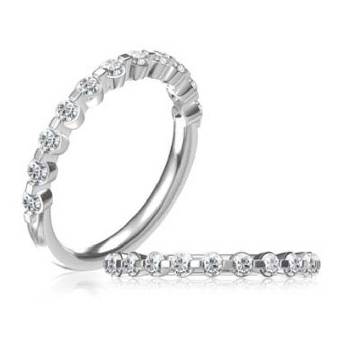 A. Jaffe Single Shared Prong Wedding Band in 14K White Gold