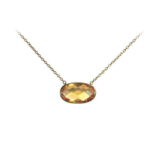 Mountz Collection Citrine Oval Briolette East/West Pendant in 14K Yellow Gold