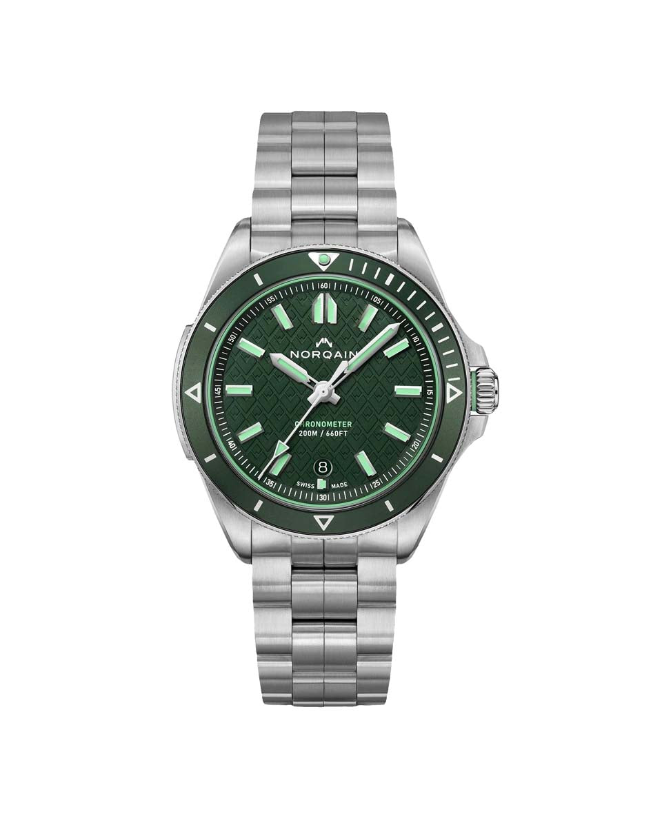 NORQAIN 40MM Adventure Automatic Watch With Green Dial and Bezel in St ...