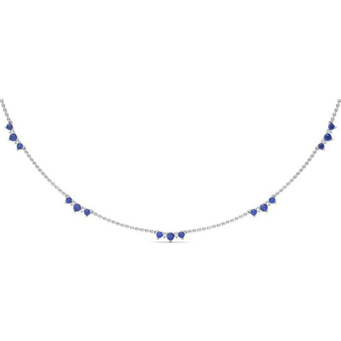 Fana Sapphire and Diamond Five Station Necklace in 14K White Gold