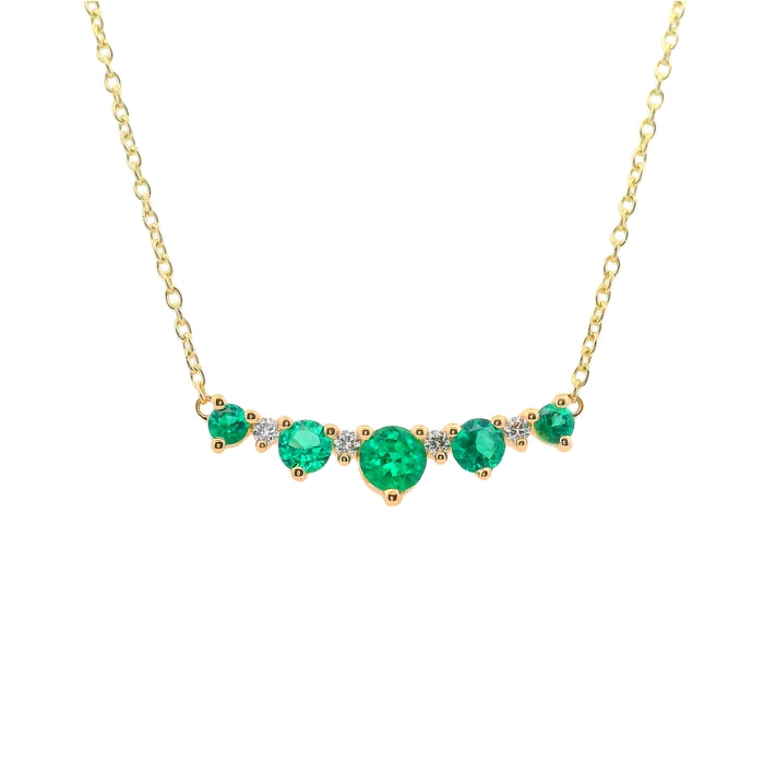 Fana Emerald and Diamond Bar Pendant Necklace in 14K Yellow Gold