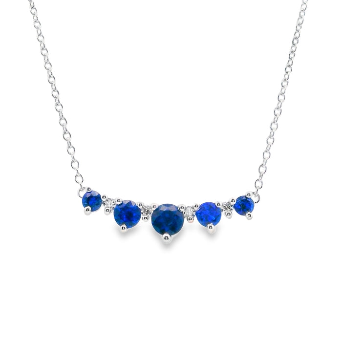 Fana Sapphire and Diamond Bar Pendant Necklace in 14K White Gold