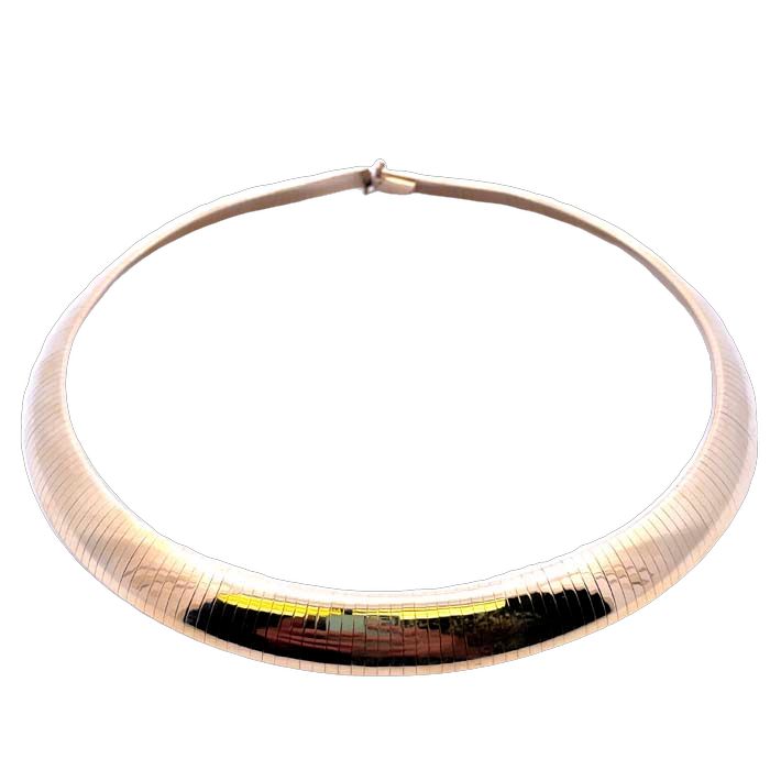 Estate 16" Domed Omega Necklace in 14K Yellow Gold