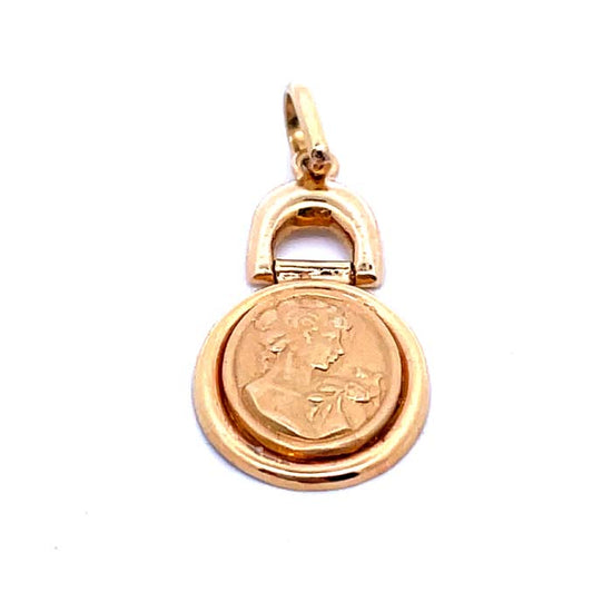 Estate Oval Silhouette Pendant in 18K Yellow Gold