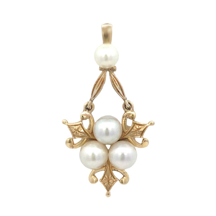 Estate Pearl Pendant in 14K Yellow Gold