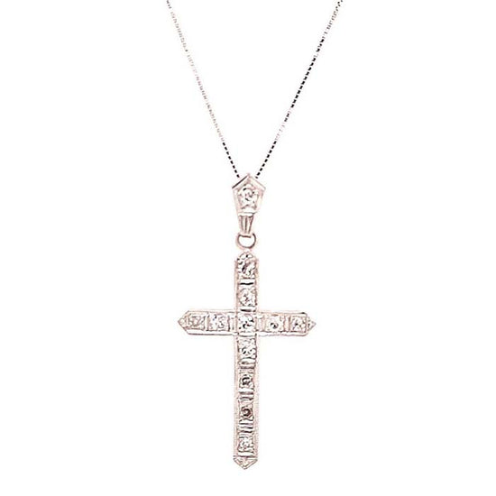 Estete Diamond Cross Necklace in 14K White Gold