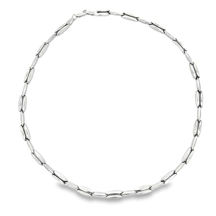 Estate Alternating Link Necklace in 14K White Gold