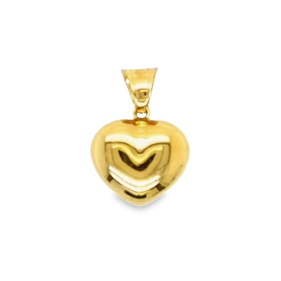 Estate Puffed Heart Pendant Charm in 14K Yellow Gold