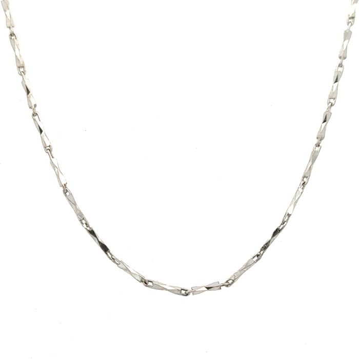 Estate Diamond-Cut Bar Link Chain in 18K White Gold