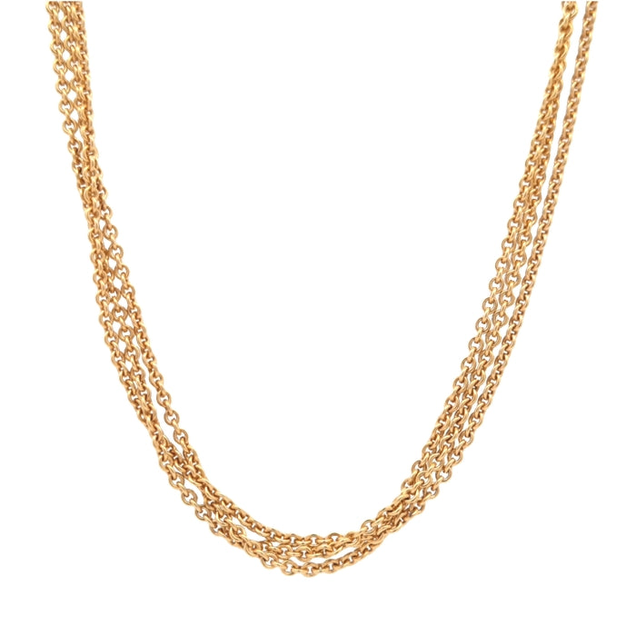 Estate 16" Triple Strand Cable Chain in 18K Yellow Gold