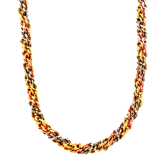 Estate 18" Tri-Tone Triple Rope Chain Necklace in 14K