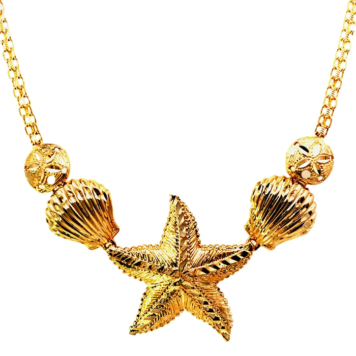 Estate 18" Sea Shell Necklace in 14K Yellow Gold