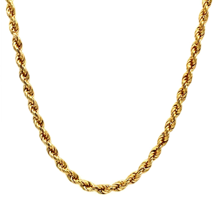 Estate 22" Rope Chain Necklace in 14K Yellow Gold