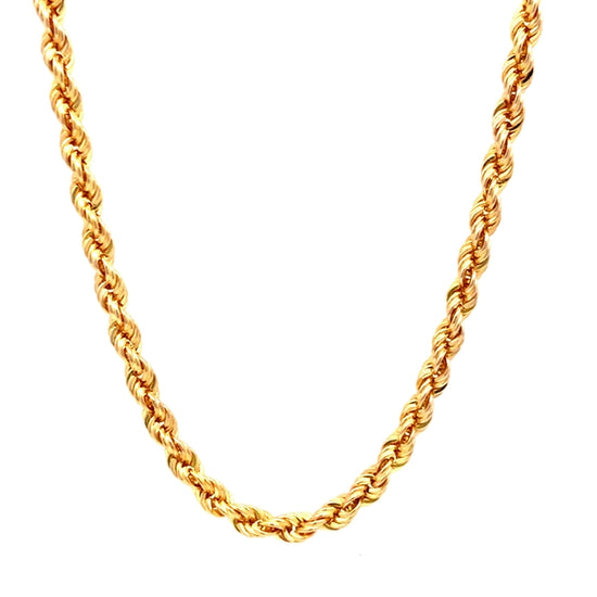 Estate 20" Rope Chain Necklace in 14K Yellow Gold