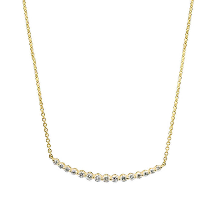 Mountz Collection Diamond Curved Bar Necklace in 14K Yellow Gold